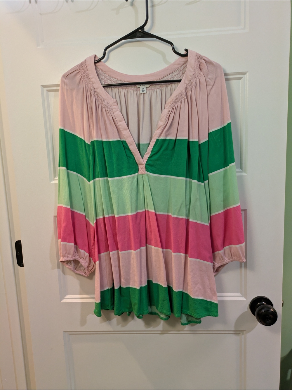 crown & ivy Pink, Green & Mint Striped Peasant Tunic